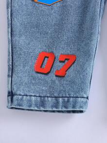 男婴休闲时尚字母图案印花口袋装饰背带裤，春夏款 - 彩色 - 查看 6