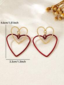 2件套情人节双层扭纹心形耳环，适合女性佩戴，可作为节日礼物、日常佩戴和约会饰品。 - 雙層愛心 - 查看 4