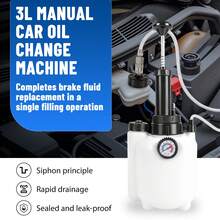 Huini Brake Bleeding 3L Brake Bleeder Kit,Manual Brake Fluid Pressure Bleeder With 1L Brake Fluid Extractor & 2PCS Cylinder Adapter Suitable For Most European Models And ABS Systems - Black and White - View 6