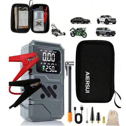 1 8V Car Jump Starter With Air Compressor - Car Accessories: Portable Car Jump Starter, Car Battery Emergency Jump Starter, Power Bank, Car Battery Charger, With 1 8V Air Compressor. Wireless Portable Tire Inflator Pump, With 1500mAh Lithium-Ion Battery, Supports USB Fast Charging, Type-C Interface.