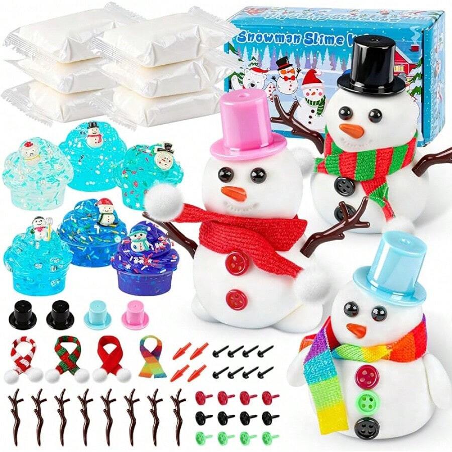 New6 Pack Slimes, Pink Slime Kids, Cloud Slime Kit For Girls Ages 8-12, Toys For Girls And Boys, For Kids Slime Set Party Kit Goodie Bag Stuffers, 4 5 6 7 8 9 10 Year Old Girl Birthday Gift Cute StuffSeasonal Gifts - Snowman - 查看 1