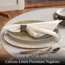 Linen Napkin Set Of 12 Flax Linen Cloth Dinner Napkins With Mitered Corners For Every Day Use Table Napkins Pre Shrunk And Good Absorbency18X18 - Natural Color,18inchx18inch(Setof1),NaturalNatural - 天然的 - 查看 3