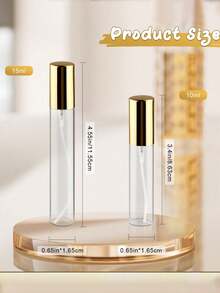 Clear Glass Perfume Sample Vials With Golden Pump Head,Mini Empty Fine Mist Atomizer,Portable Essential Oils Spray Bottle, Empty Bottle, Face Spray,Moisturizing Bottle,Travel Size Cosmetic Containers,Refill Bottle,Clean And Hygienic, A Must-Have For Traveling And Business Trips