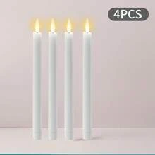 無焰遙控定時調光 LED 閃爍蠟燭燈，電池供電窗戶蠟燭，遙控 10 鍵閃爍蠟燭，情人節禮物、新年禮物、感恩節壁爐裝飾、居家婚禮裝飾、萬聖節、復活節、節日派對、聖誕電子蠟燭 - 白色 - 查看 16