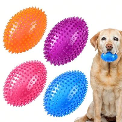 4.5 Inch Squeaky Tip Ball Dog Toy, Suitable For Medium To Large Dogs, Durable Chew Toy For Aggressive Chewers, Designed For Powerful Chewing Dogs - Large Spiked Squeaky Chew Ball, Combines Dental Training And Fetch Game, Ideal For Puppy Teething And Large/Strong Chewing Dogs