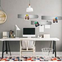 Metal Magnetic Strips With Adhesive BacFKing Bulletin Bar Board Memo Strip With Colorful Magnet For Home Office Schoolsss 4 Pcs (Silver),Silver - 銀色 - 查看 8