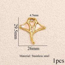 1件不锈钢镀18K金吊坠，饰有太阳、月亮、花朵和蝠鲼图案，DIY珠宝制作配件，女士不锈钢吊坠 - 29吊墜 - 查看 11