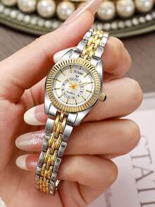 Minimalist High-Value Fashion Rhinestone Dot Scale Dial Steel Band Quartz Watch, Suitable For Birthday Gift, , Singles Day 1pc/Set - Multicolor - View 6