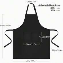 NLUS 2 Pack Kitchen CooFKing Aprons, Adjustable Bib Soft Chef Apron With 2 Pockets For Men Women (Black,2),Black-2 - 黑色-2 - 查看 3