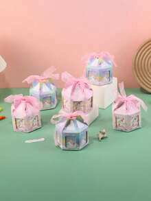 10pcs/Pack Romantic Carousel Rotating Jewelry Gift Box, Suitable For Valentine's Day, Wedding, Party - Multicolor - View 4