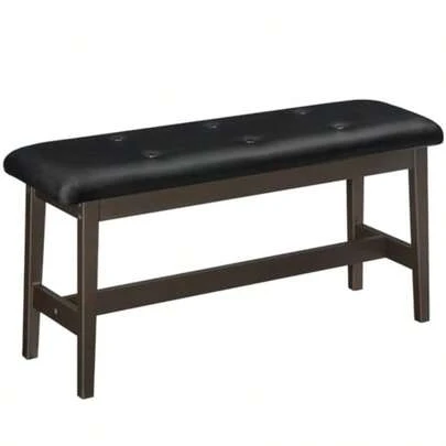 Dining Bench Bamboo Dining Room Bench With PU Leather Upholstered Seat For Kitchen Living Room Hallway Kitchen Entryway Brown And Black CB13CD01