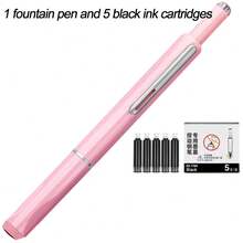 Retractable Fountain Pen Set, 0.38mm Fine Tip ,Includes 5 Black Cartridges ,No Leaking For Smooth Writing Great Gift School Office Supplies - A - View 18