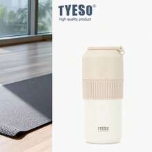 TYESO Garrafa térmica 900-1000/350-680 ml, disponível em dois tamanhos. Mantém as bebidas frescas no interior, conservando a temperatura das bebidas frias ou quentes até 24 horas. Ideal para atividades físicas, esportes, trabalho, escola, presentes de aniversário e presentes de Natal. - Branco - Visão 3