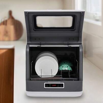 Rainaut Set Of Freestanding 110V Stainless Steel Countertop Dishwasher With Touch Screen, Portable 3 Washing Mode Program Countertop Dishwasher, Mini Dishwasher IPX1 Waterproof For Small Households, Apartments, Boats, And Campers/ RVS With Limited Space And Is Also Ideal For Commercial Kitchens,