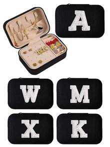 1pc A-Z Letter Jewelry Box, Bride Jewelry Box, Bridesmaid Gift Box, Mini Jewelry Box, Women's Birthday Gift, Girlfriend, Friend Gift, Christmas, Halloween, Birthday, Wedding Gift, Fashion Travel Jewelry Box, Personalized Gift - Women's Travel Jewelry Box, Teen Christmas Gift, Ring Box, Women's Gift Box, PU Leather Jewelry Box (For Rings, Pendants, Earrings, Necklaces, Etc.) - Multicolor - View 10