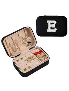 1pc A-Z Letter Jewelry Box, Bride Jewelry Box, Bridesmaid Gift Box, Mini Jewelry Box, Women's Birthday Gift, Girlfriend, Friend Gift, Christmas, Halloween, Birthday, Wedding Gift, Fashion Travel Jewelry Box, Personalized Gift - Women's Travel Jewelry Box, Teen Christmas Gift, Ring Box, Women's Gift Box, PU Leather Jewelry Box (For Rings, Pendants, Earrings, Necklaces, Etc.) - Multicolor - View 76