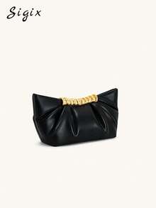 Pleated Elegant Clutch Bag, New Casual Versatile Shoulder Bag For Shopping, Party, Fashion Handbag For Women - Black - View 4