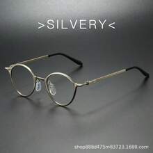 New Fashionable Men's Oval Spring Leg Small Frame Retro Metallic Glasses, Unisex Blue Light Blocking Clear Lens - Multicolor - View 9