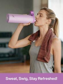 Powcan 26oz insulated stainless steel sports water bottle with spout and handle lid, wide-mouth bottle, double-wall stainless steel, leak-proof design, suitable for sports, outdoors, travel, school, and office - 淺紫色 - 查看 11