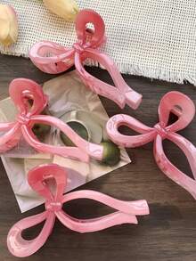 4pcs Women's Simple Bow Hair Clips, High-End Back Of Head Hairdo Hair Claw Hair Clips Accessories