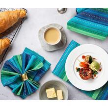 Ramanta Home 1OO% Cotton Dinner Napkin 12-Pack Of Salsa Stripe Oversized 20x20 Inch Best For Cocktail And Everyday Use Mitered Corners & Generous Hem - Teal Multi,20x20SalsaNapkin,TealMulti - 青色 - 查看 4