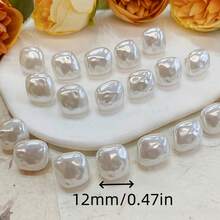 10pcs 12mm Exquisite White Acrylic Faux Pearl Uneven Square Buttons With Metallic Shank For Traditional Chinese Garments, Cheongsam, Tang Jackets, Waistcoats, Cardigans, And Shirts - Elevate Your Fashion With Classic Elegance And Timeless Style - Multicolor - View 7
