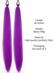 2Pcs 26Inch Halloween&Christmas Purple,Green,Blue,Pink,Red,Blonde Colorful DIY Braiding Hair Extensions Synthetic Long Yaki Straight Heat Resistrant Fluffy Ponytail Extension For Women Girls Hair Accessories