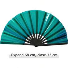 Galaxy Rave Fans Large Folding Popping Hand Fan For Line Dancing Big Clacking Clap Handheld Fans Foldable For Boots On The Ground Dance Music Festival Party As Rave Outfits Accessories For Women - 綠色 - 查看 4