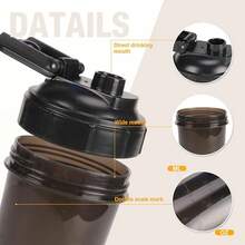 D.Y.A 16oz Shaker Bottle,Leak Proof Sports Shaker Cups For Protein Shakes,Shaker Bottle For Pre Workout And Travel To Go, & Easy Clean, Light Blue - 黑色 - 查看 3