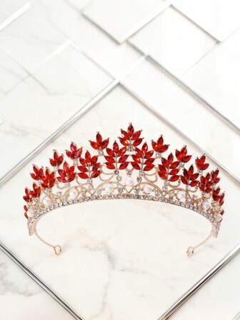 Vintage Lüks Fransız Saray Tarzı Mavi Elmas ve İnci Taç, Gelin Partisi Aksesuarı