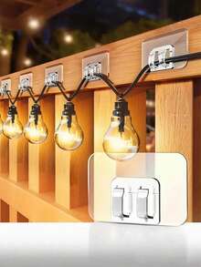 55/25/15pcs Outdoor String Light Hooks, Heavy Duty Cable Clips, Non-Damaging Wire Clamps, Waterproof & UV-Resistant, Clear Self-Adhesive Hooks, Suitable For Home, Bathroom, Hanging Christmas Lights, Outdoor & Yard Decor - Multicolor - View 1