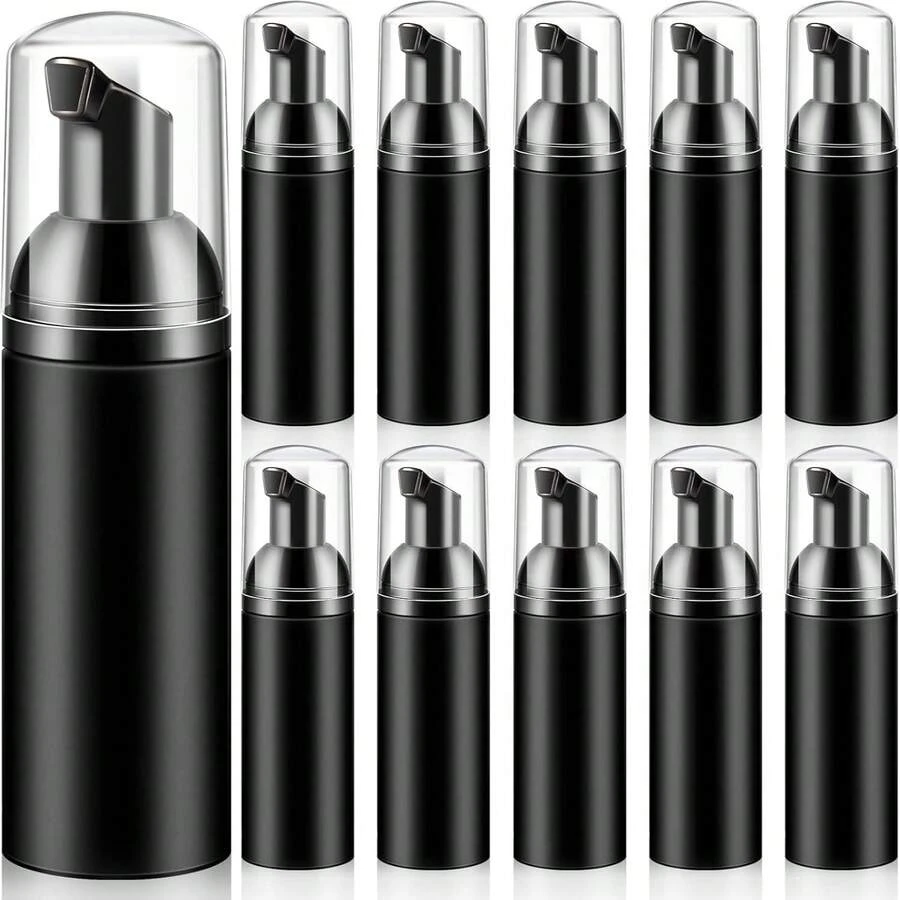 1/3/8/12 Pieces 2 Oz/ 60 Ml Travel Foaming Pump Bottles Soap Foam Plastic Dispenser Empty Pump Bottles For Shampoo Cleanser - Black - View 1