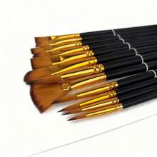 Set di 12 pennelli da pittura professionali per pittura ad olio, acquerello, acrilico, tela, gouache, ideali per ritornare a scuola