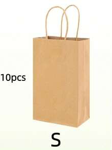10/30/60/100 个装牛皮纸袋，带提手，三种不同尺寸的散装牛皮纸礼品袋 - 5.25x3.25x8.25 英寸、8x4.5x10 英寸和 10x5x13 英寸，适用于食品零售、派对和生日等场合。 - 彩色 - 查看 7