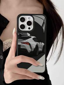 Funda estilo Supra Racing compatible con teléfonos ,  17,  16 Pro Max,  15 Pro Max,  13 y  12. Fabricada en TPU para una protección eficaz contra golpes y caídas. Un regalo ideal para familiares, amigos, seres queridos, parejas y para Navidad. - Negro - Ver 3