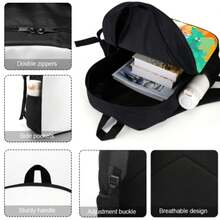 1pc, Cartoon Style Dog Backpack, Large Capacity 17inch Casual Backpack With Water Bottle Holder - Lightweight And Durable School Backpack, Autumn Gift, Autumn Home Decoration, Unisex Work Commute Travel Picnic Holiday Birthday Gift, Adjustable Shoulder Straps, Bright Printed Pattern, Suitable For School Backpack, Unique Gift For Family And Friends, Halloween, Father's Day, Christmas, Thanksgiving - Mixed Colors - View 5