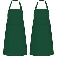 NLUS 2 Pack Kitchen Aprons With 2 Pockets For Women Men, Chef Aprons For BaFKing BBQ CooFKing, Green,Green - Green - 查看 1