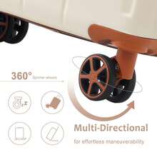MERAX Hardshell Luggage Spinner Suitcase With TSA Lock Lightweight Expandable 24'' (Single Luggage) - 棕白色 - 查看 7