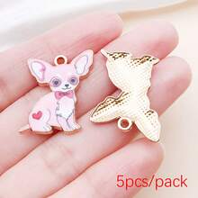 吉娃娃吊坠，5/10 件装热销合金珐琅狗吊坠，可用于 DIY 项链和手链。 - 均碼 - 查看 16