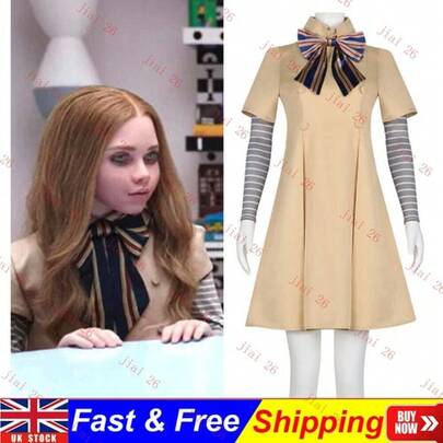 2025 UK Thriller Movie M3GAN Cosplay Costume Set Girls Megan AI Doll Robot New