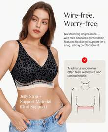 Popilush Wireless Bras Women Seamless No Underwire Push Up Bra Supportive Deep V Bralette Everyday Comfortable T-Shirt Bra - 綠色 - 查看 8