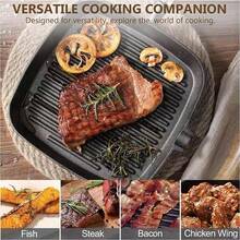 Grill Pan Non Stick Griddle Frying Poring Lips Induction Skillet Cooking Steak - Black - View 3