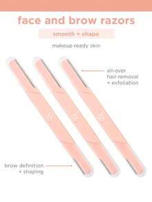Set de 3 Navajas para la cara y las cejas de Real Techniques - Rosa coral - Ver 3