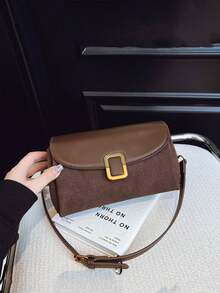 Torebka na jedno ramię w stylu vintage, mała, kwadratowa, pod pachą, wielowarstwowa, damska, modna i uniwersalna, jesień/zima - Kawa - Zobacz 5