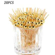 200/100/50/20 CÁI, Que gắp trái cây bằng hạt vàng, Nĩa trái cây bằng tre, Que tre trang trí dùng một lần, Biển báo dây sáng tạo, Đồ trang trí tiệc, Đồ dùng tiệc, Đồ trang trí ngày lễ, Đồ dùng ngày lễ, Đồ dùng học tập - Vàng - Xem 8