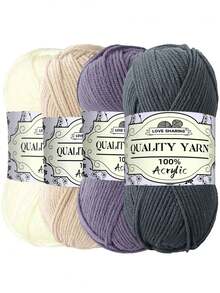 Bộ 4 cuộn len đan nhiều màu sắc 200g, lý tưởng cho các dự án đan móc DIY, thủ công, hoàn hảo cho người mới bắt đầu, len đan mềm nhiều màu sắc phù hợp cho túi xách, chăn, búp bê, phụ kiện, áo len, khăn choàng, khăn quàng cổ, món quà tuyệt vời cho các dịp lễ, Ngày Valentine, Halloween, Giáng sinh. - Nhiều màu - Xem 13