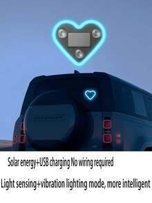 1pc Car Triangle Window Atmosphere Light, With Heart-Shaped Neon Light - Solar Powered, No Wiring Needed, 6 Lighting Modes Adjustable LED Lighting System, Also USB Chargeable, No Battery Required, Fits All Vehicles, Durable Plastic Structure, Modern Vehicle Decor, Car Window Lighting Upgrade - Multicolor - View 4