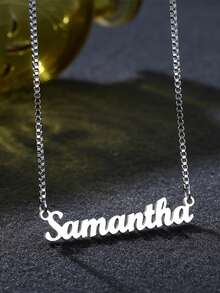 1pc Customized Personalized Name Necklace, Stainless Steel Material, Box Chain Necklace, Fashionable And Simple Design Women's Jewelry, Christmas Gift - Multicolor - View 5