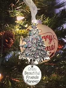 1 Stück Weihnachtsfreundschaftsamulett Geschenk, Für immer verrückt schöne Freunde, Freundschafts-Weihnachtsdekoration, Metall-Weihnachtsbaum-Ornament, Geburtstagsgeschenk, Schlüsselanhänger, Auto-Innenraum-Dekoration, Weihnachtsdekoration für Zuhause, Für immer verrückt schöne Freunde Freundschafts-Weihnachtsdekoration, Metall-Weihnachtsbaum-Ornament, Auto-Innenraum-Ornament, Metall-Kunst-und-Handwerks-Weihnachtshängedekoration - Verschiedenfarbig - Übersicht 7