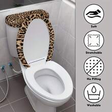 1 Set Leopard Print Toilet Seat Cover And Tank Cover, Toilet Seat Cover And Dust Cover, Elastic Toilet Cover, Fits Most Toilet Tanks And Toilet Lids, Home Decor